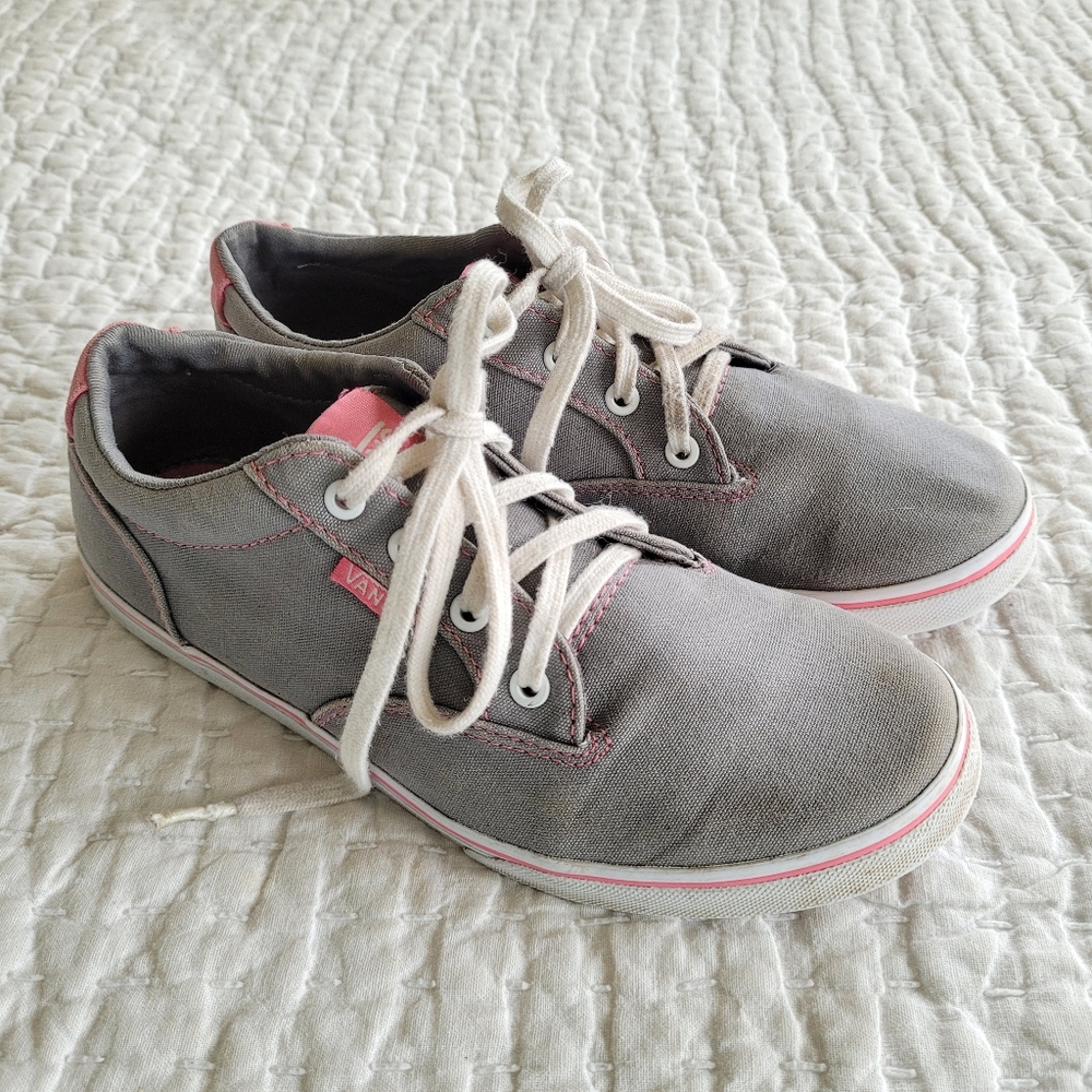Vans "Missy" Gray and Pink Canvas Sneakers size 5
